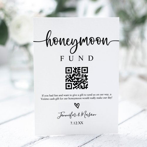 Honeymoon Fund Sign QR Code Honeymoon Wish Pedestal Sign
