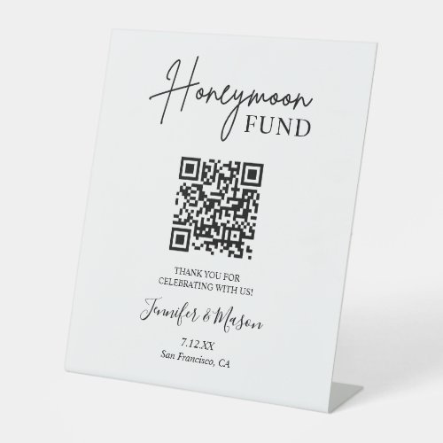Honeymoon Fund Sign QR Code Honeymoon Wish Pedestal Sign