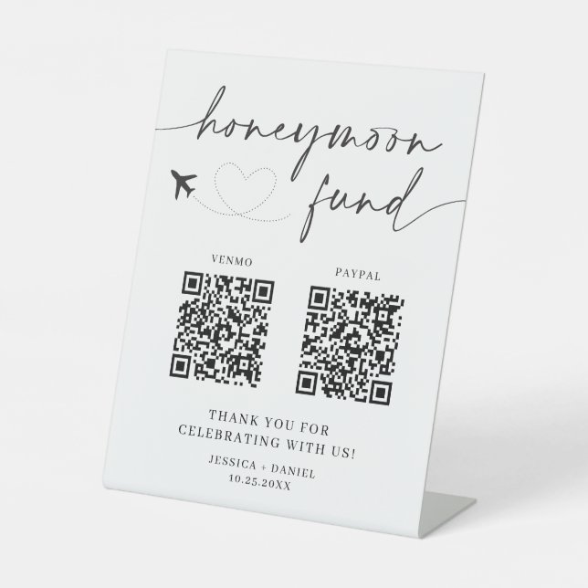 Honeymoon Fund Sign QR Code – Wedding Sign (Front)