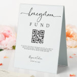 Honeymoon Fund Sign Reception Donation Tent B613<br><div class="desc">Our table tent stand sign is perfect to display on your gift table. Guests can choose to send cash donations for your honeymoon directly from their mobile device by scanning the QR code. This item is part of our Brynn wedding invitation suite B613, please visit our store to view the...</div>