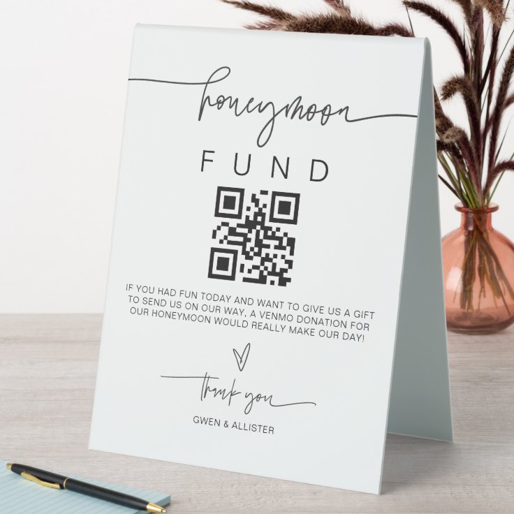 Honeymoon Fund Sign Wedding Donate Gift Decor G400 Zazzle