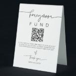 Honeymoon Fund Sign Wedding Donate Gift Table G400<br><div class="desc">Our honeymoon fund table tent sign is perfect to display on your gift table. Guests can choose to send cash donations for your honeymoon directly from their mobile device by scanning the QR code. This item is part of our Gwen wedding invitation suite G400, please visit our store to view...</div>
