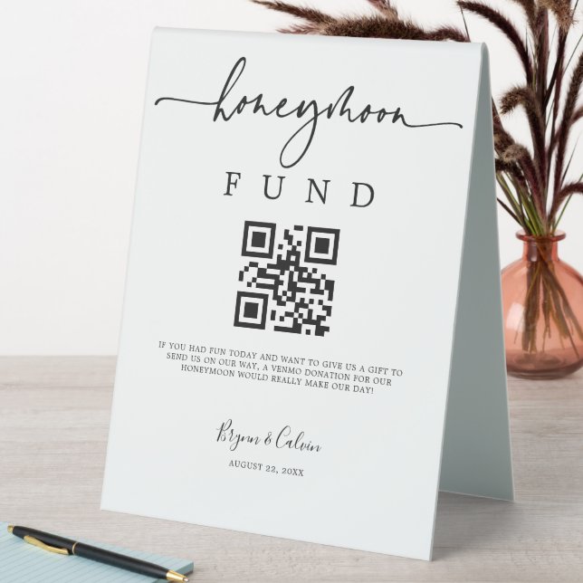 Honeymoon Fund Sign Wedding Reception Gift B613 (In SItu (Table))