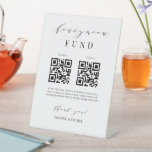 Honeymoon Fund Sign Wedding Reception Gift J102<br><div class="desc">Our pedestal stand sign is perfect to display on your gift table. Guests can choose to send cash donations for your honeymoon directly from their mobile device by scanning the QR code. This item is part of our Jasmine wedding collection J102,  please visit our store to shop coordinating items.</div>