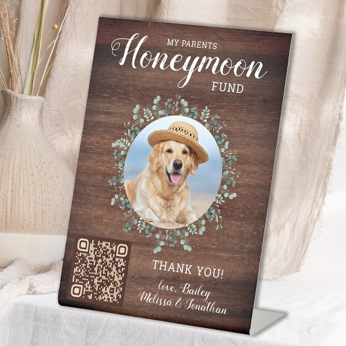 Honeymoon Fund Venmo Custom Dog Photo Pet Wedding Pedestal Sign