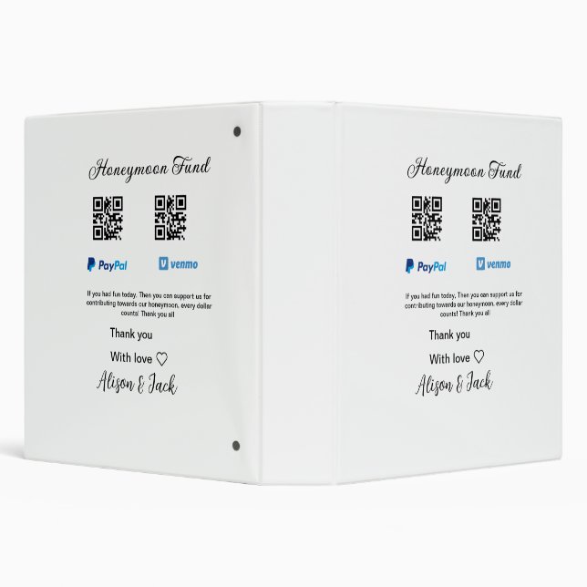 Honeymoon fund venomo paypal donation Q R couple 3 Ring Binder (Background)