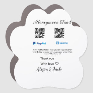 Honeymoon fund venomo paypal donation Q R couple Car Magnet