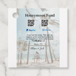 Honeymoon fund venomo paypal donation Q R couple Favor Tags
