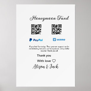 Honeymoon fund venomo paypal donation Q R couple Holder