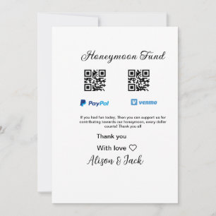 Honeymoon fund venomo paypal donation Q R couple Invitation