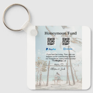 Honeymoon fund venomo paypal donation Q R couple Keychain