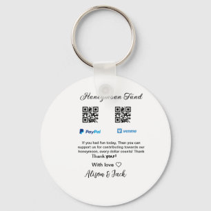 Honeymoon fund venomo paypal donation Q R couple Keychain