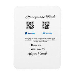 Honeymoon fund venomo paypal donation Q R couple Magnet