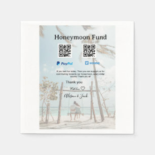 Honeymoon fund venomo paypal donation Q R couple Napkins