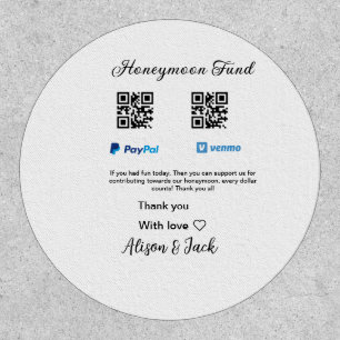 Honeymoon fund venomo paypal donation Q R couple Patch