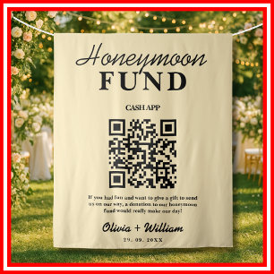 Honeymoon Fund Wedding QR Butter Yellow Backdrop