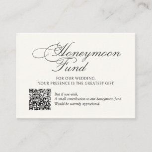 Honeymoon Fund Wedding QR Code Enclosure Card