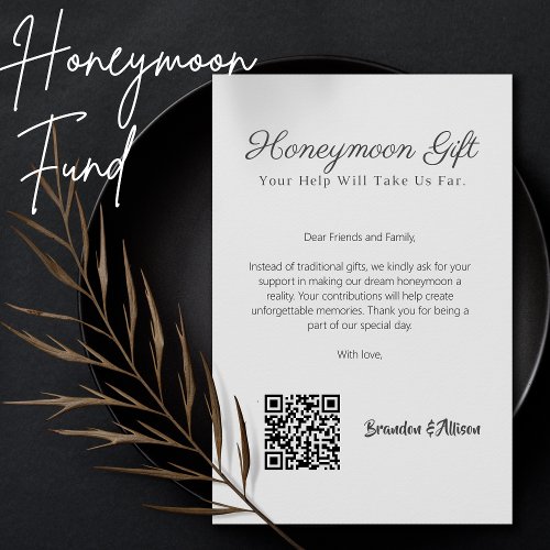 Honeymoon Fund Wedding Registry Gift Qr Code Invitation