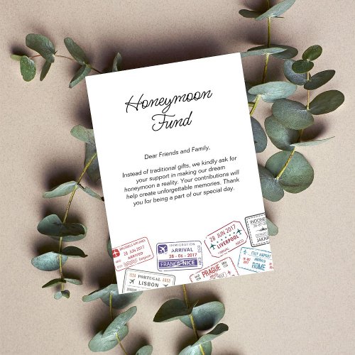 Honeymoon Fund Wedding Registry Travel Request Enclosure Card