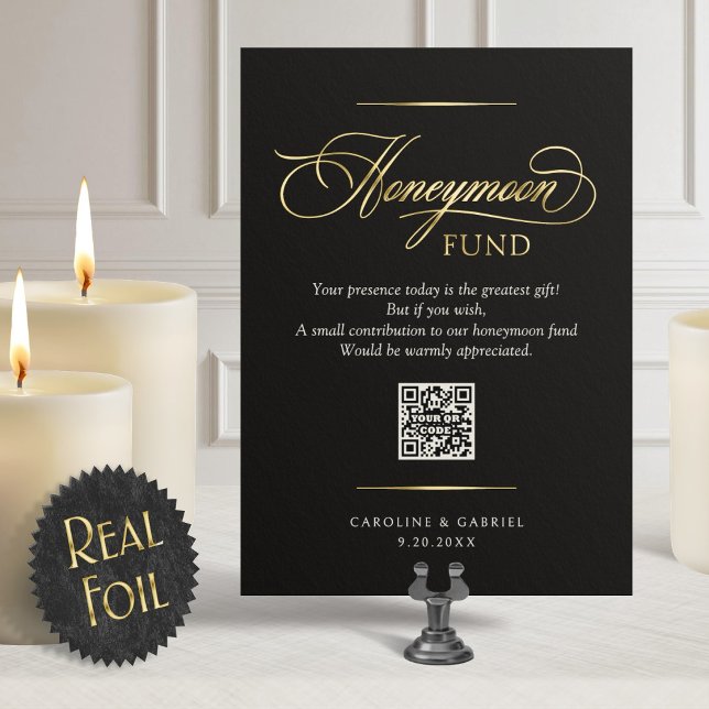 Honeymoon Fund Wedding Sign Foil Invitation (Creator Uploaded)