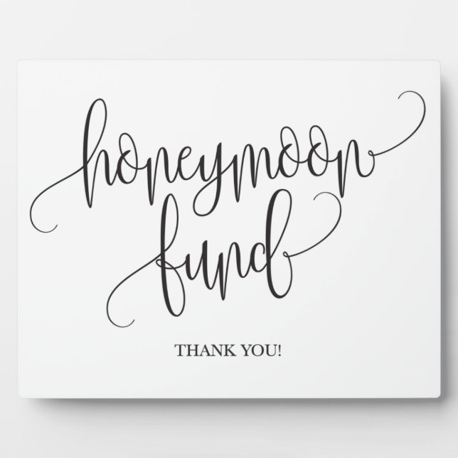Honeymoon Fund Wedding Sign Plaque (Front)
