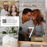 Honeymoon Fund Wedding Table Number QR Code Modern<br><div class="desc">Add a personalized touch to your wedding reception with these stunning wedding table number cards. Featuring a romantic photo of the couple on the front, the design creates an intimate and warm atmosphere. The back includes a heartfelt message and a QR code for honeymoon fund contributions, blending convenience with sentimentality....</div>