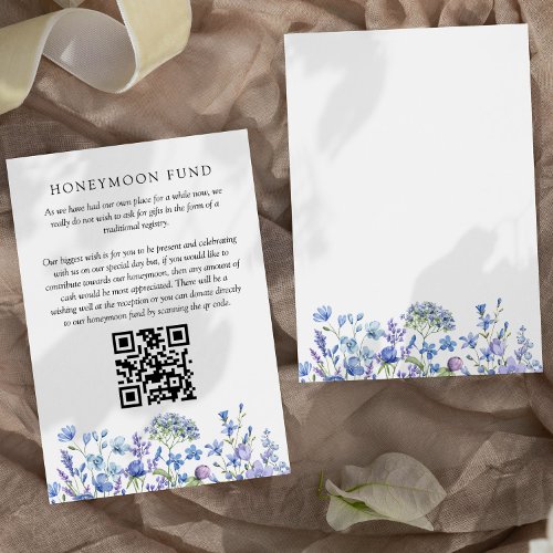 Honeymoon Fund Wildflower Periwinkle Wedding Enclosure Card