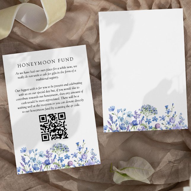 Honeymoon Fund Wildflower Periwinkle Wedding Enclosure Card (Honeymoon Fund enclosure card from my Lilac + Periwinkle Wildflower Wedding Collection)