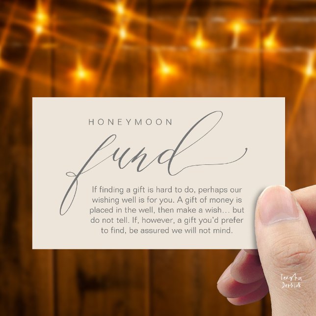 Honeymoon Fund Wishing Well, Wish, A Note On Gifts Enclosure Card (Honeymoon Fund Wishing Well, Wish, A Note On Gifts Enclosure Card in Cream Grey)