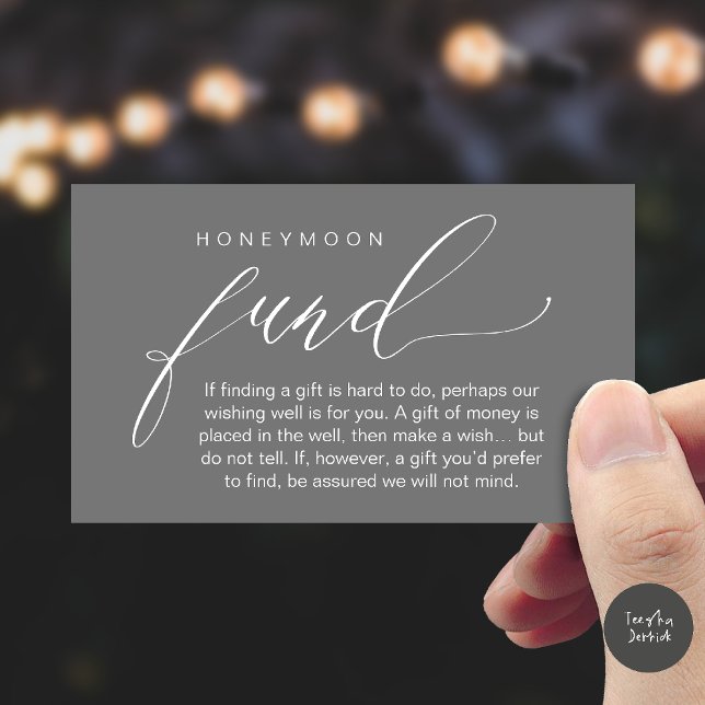 Honeymoon Fund Wishing Well, Wish, A Note On Gifts Enclosure Card (Honeymoon Fund Wishing Well, Wish, A Note On Gifts Enclosure Card in Dark Grey)