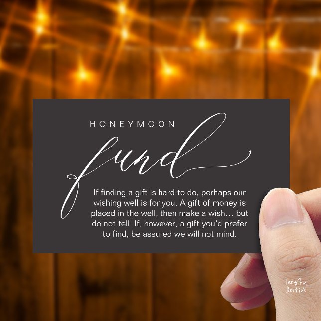 Honeymoon Fund Wishing Well, Wish, A Note On Gifts Enclosure Card (Honeymoon Fund Wishing Well, Wish, A Note On Gifts Enclosure Card in Charcoal Grey)