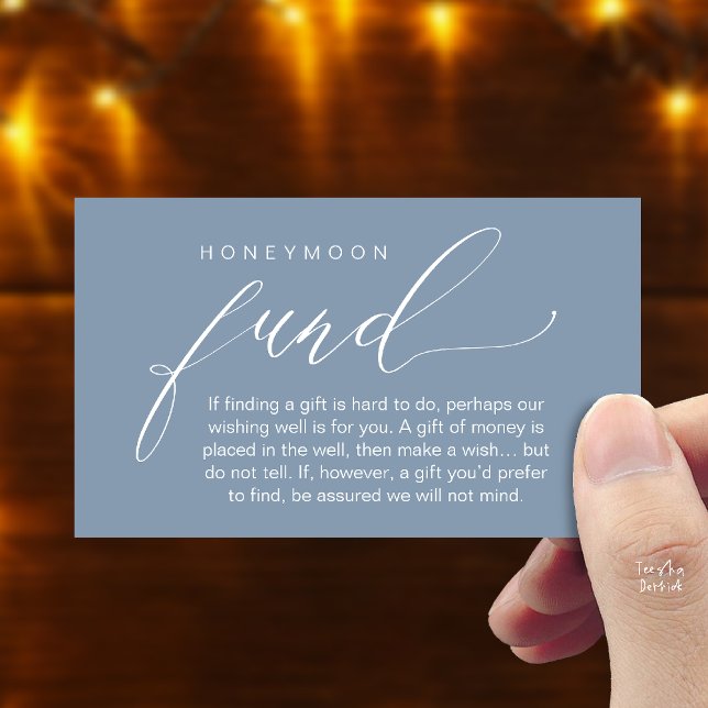 Honeymoon Fund Wishing Well, Wish, A Note On Gifts Enclosure Card (Honeymoon Fund Wishing Well, Wish, A Note On Gifts Enclosure Card in Dusty Blue)