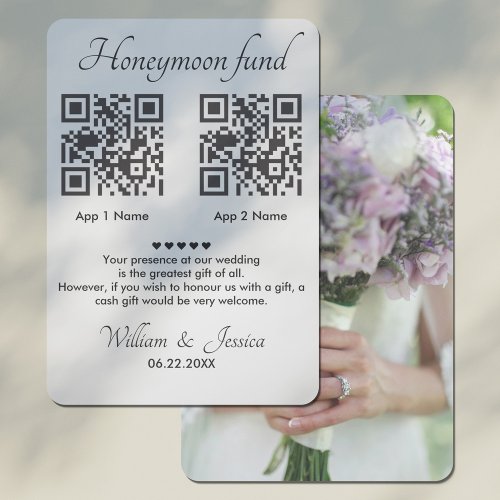 Honeymoon Fund With 2 QR Code And Photo Enclosure Card