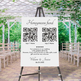 Honeymoon Fund With 2 QR Code Foam Board