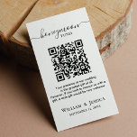 Honeymoon Fund With QR Code Enclosure Card<br><div class="desc">Minimalist and elegant black and white design on a white background, with customizable text in a modern font. To generate a QR code, just enter your honeymoon registry page URL in the designated box. When guests scan the QR code with their smartphone, they will be directed to your honeymoon registry...</div>