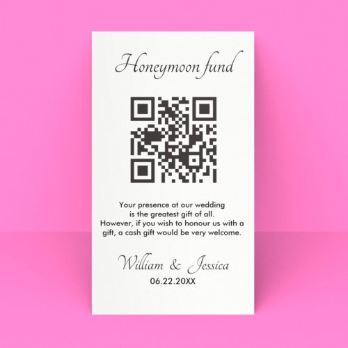 Honeymoon Fund With QR Code Enclosure Card