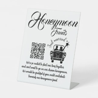 Honeymoon Funding QR Code Wedding Pedestal Sign