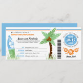 Honeymoon Gift Boarding Pass Palm Tree Surf Board Invitation (Front/Back)