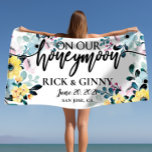 Honeymoon Gifts Personalized Floral Beach Towel<br><div class="desc">It's time to get hitched! Have a blast at your bachelorette party with this personalized floral beach towel. This bridal party gift is perfect for your wedding bath towels, bride, or bachelorette party favor. You can also use it as a wedding gift or honeymoon gifts. It's perfect for your honeymoon...</div>