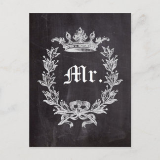 Honeymoon Groom chalkboard wedding Mr Postcard