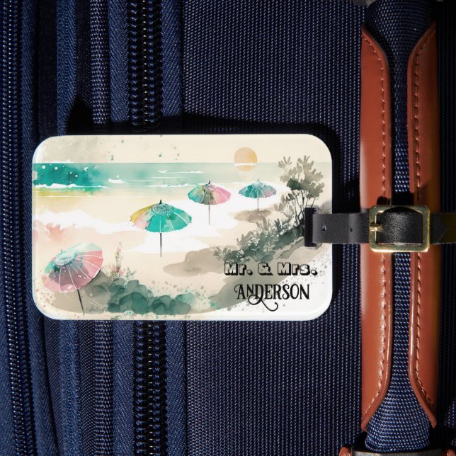 Honeymoon Hawaiian Beach Luggage Tag (Front Insitu 4)