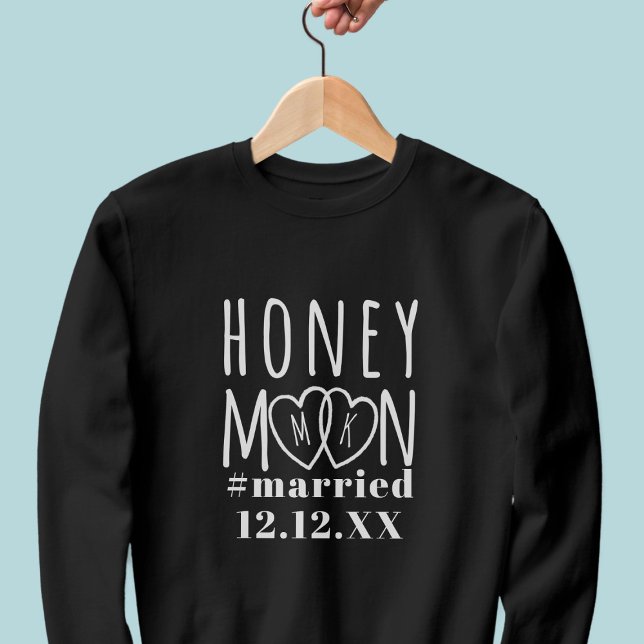 Honeymoon Heart Monogram Hashtag Married Couple's Sweatshirt (Add your initials and wedding date to this hashtag married honeymoon sweatshirt! )