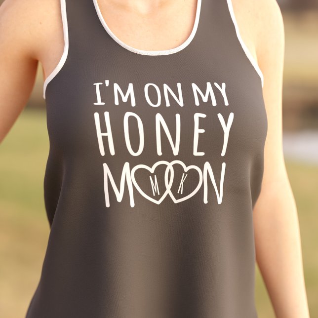 Honeymoon Heart Monogram Just Married Tank Top (Perfect tank top to wear on your honeymoon. Just add your initials!)