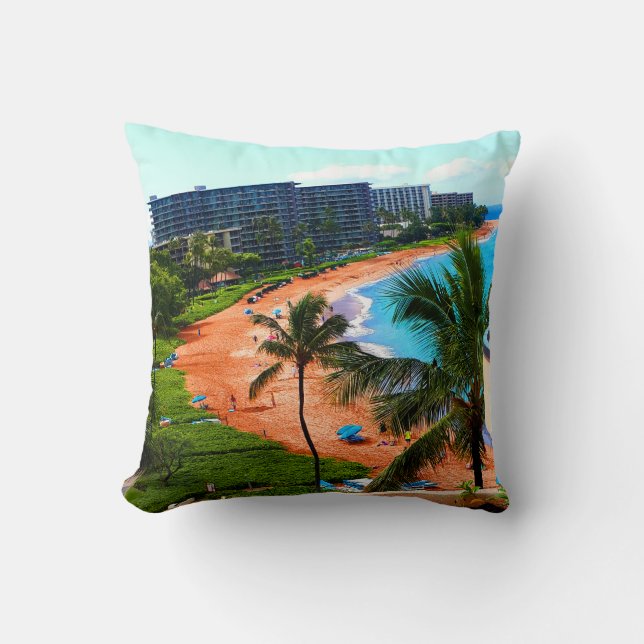 Honeymoon in Maui Personalized Beach Pillow (Front)