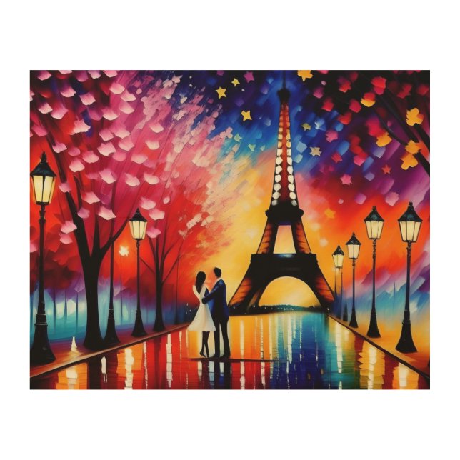 Honeymoon in Paris (Eiffel Tower) No. 1 Wood Wall Art (Front)