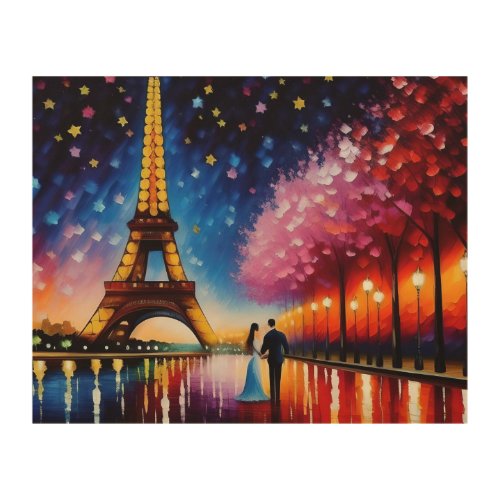 Honeymoon in Paris Eiffel Tower No 2 Wood Wall Art