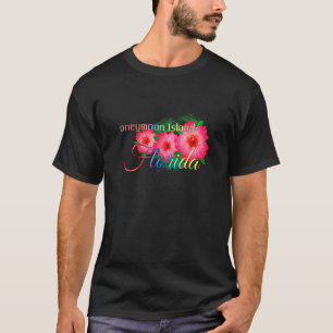 Honeymoon Island Florida Tropical Flowers Family V T-Shirt
