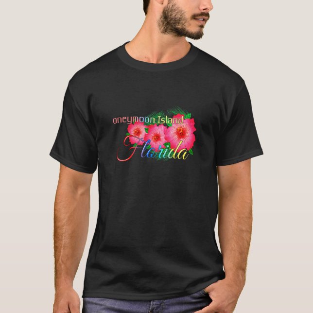 Honeymoon Island Florida Tropical Flowers Family V T-Shirt (Front)