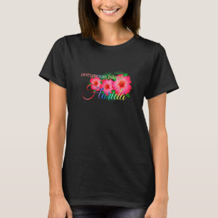 Honeymoon Island Florida Tropical Flowers Family V T-Shirt