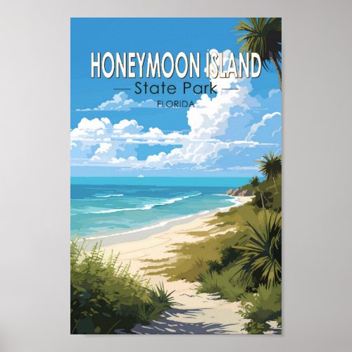 Honeymoon Island State Park Florida Travel Vintage Poster